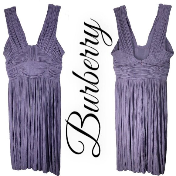 BURBERRY Plum Purple Pleated Sleeveless Sheath Dress, Size 8 - Picture 1 of 8